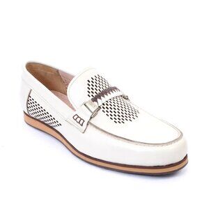 ROBERTO SERPENTINI 756 Beige Leather Moccasins Loafers Shoes